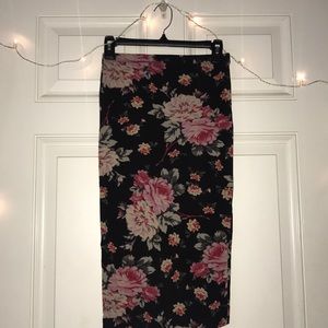EXPRESS FLORAL HIGH WAISTED MIDI SKIRT